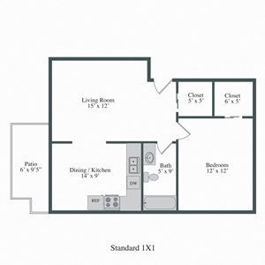 Floorplan Photos Gallery Fox Pointe Apartments 1x1 Floor Plan
